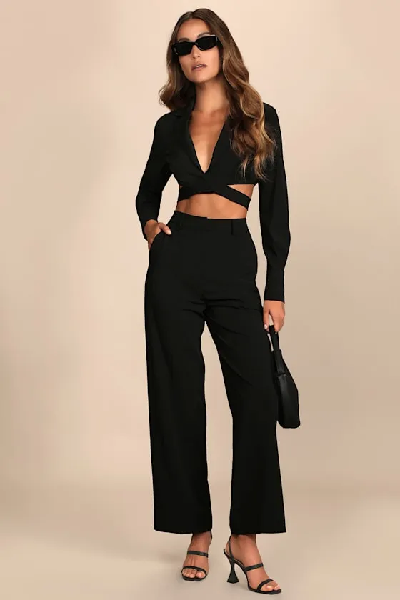 So Get This Black High-Waisted Wide-Leg Trouser Pants sold by Lulus