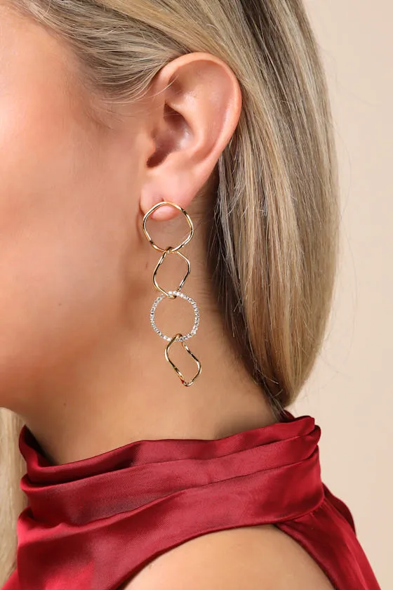 Constant Glamour Gold Rhinestone Circle Drop Earrings sold by Lulus product image thumbnail 3