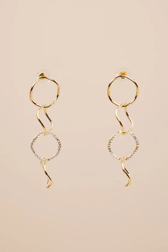 Constant Glamour Gold Rhinestone Circle Drop Earrings sold by Lulus product image thumbnail 4
