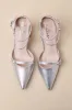 Kimbersan Silver Textured Pointed-Toe Ankle Strap Pumps sold by Lulus