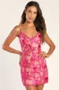 Party Pretty Hot Pink Lace Sleeveless Bodycon Mini Dress sold by Lulus