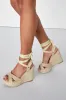 Esme Natural Lace-Up Espadrille Wedges sold by Lulus
