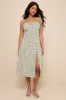 Party in Paris Sage Green Print Tie-Strap Midi Dress sold by Lulus