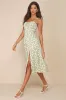 Party in Paris Sage Green Print Tie-Strap Midi Dress sold by Lulus