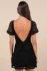 Darling Persuasion Black Lace Puff Sleeve Tiered Mini Dress sold by Lulus