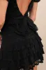 Darling Persuasion Black Lace Puff Sleeve Tiered Mini Dress sold by Lulus