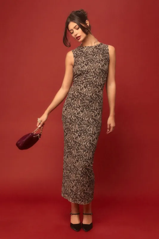 Derry Beige Leopard Print Mesh Maxi Dress sold by Lulus