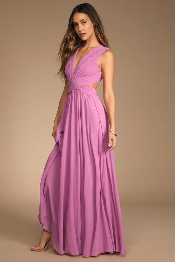 Vivid Imagination Lilac Cutout Maxi Dress sold by Lulus product image thumbnail 3