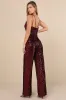 Sensational Energy Burgundy Velvet Sequin Backless Jumpsuit sold by Lulus