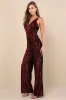 Sensational Energy Burgundy Velvet Sequin Backless Jumpsuit sold by Lulus