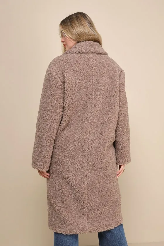 Amazing Comfort Taupe Shearling Long Coat sold by Lulus product image thumbnail 2