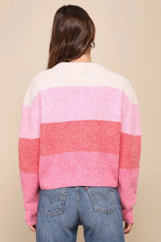 Warmly Welcomed Pink Multi Striped Pullover Sweater sold by Lulus product image thumbnail 2