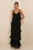 Elegant Nature Black Pleated Sleeveless Tiered Maxi Dress sold by Lulus