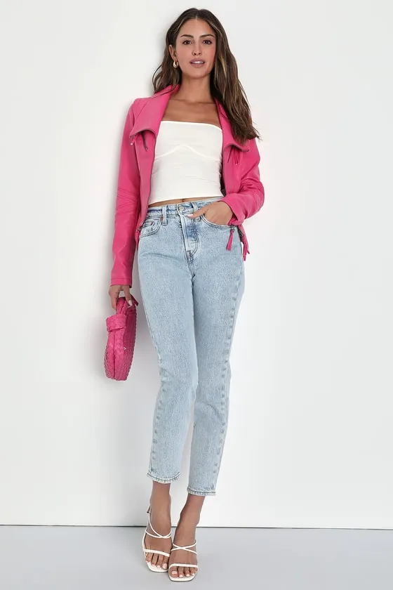 Up on a Tuesday Hot Pink Vegan Leather Jacket sold by Lulus product image thumbnail 3