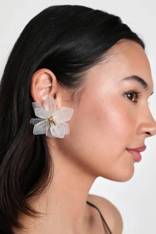 Blissful Blooming White and Gold Flower Statement Earrings sold by Lulus