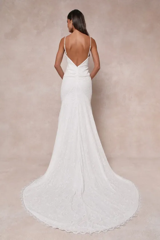 Flawless Extravagance White Lace Trumpet Hem Maxi Dress sold by Lulus product image thumbnail 2