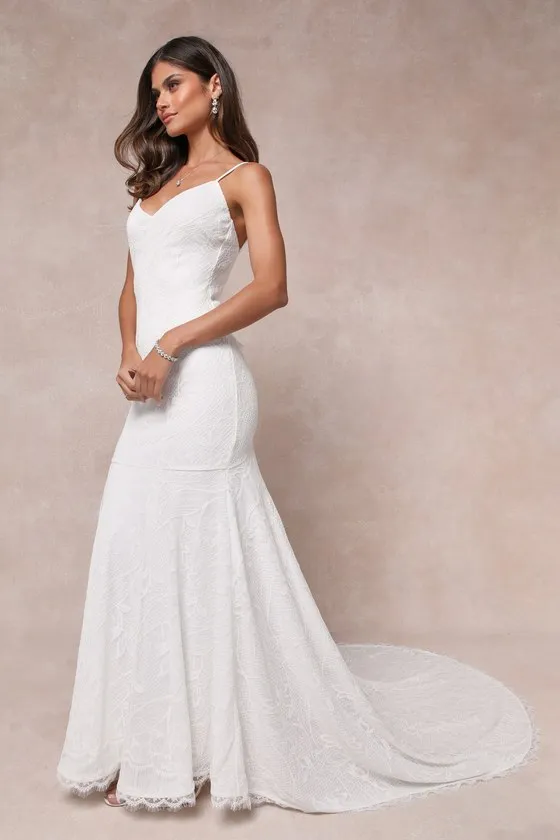 Flawless Extravagance White Lace Trumpet Hem Maxi Dress sold by Lulus product image thumbnail 3