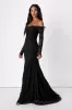 Romance Dreamer Black Lace Off-the-Shoulder Maxi Dress sold by Lulus
