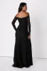 Romance Dreamer Black Lace Off-the-Shoulder Maxi Dress sold by Lulus