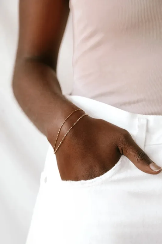 Dearly Dainty 14KT Gold Chain Layered Bracelet sold by Lulus