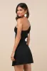Sunny Design Black Cutout Flower One-Shoulder Mini Dress sold by Lulus