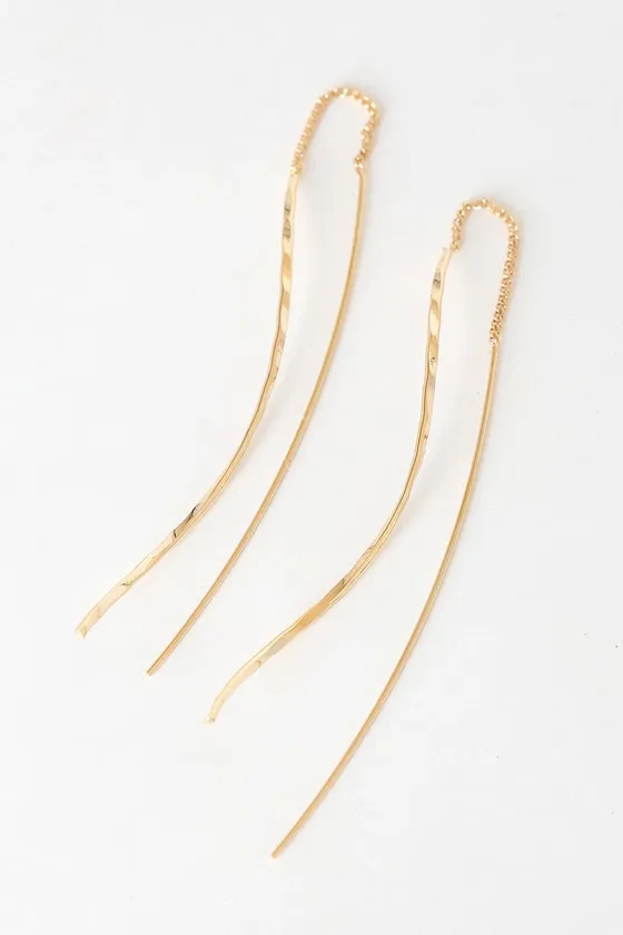 Thread Count Gold Threader Earrings sold by Lulus
