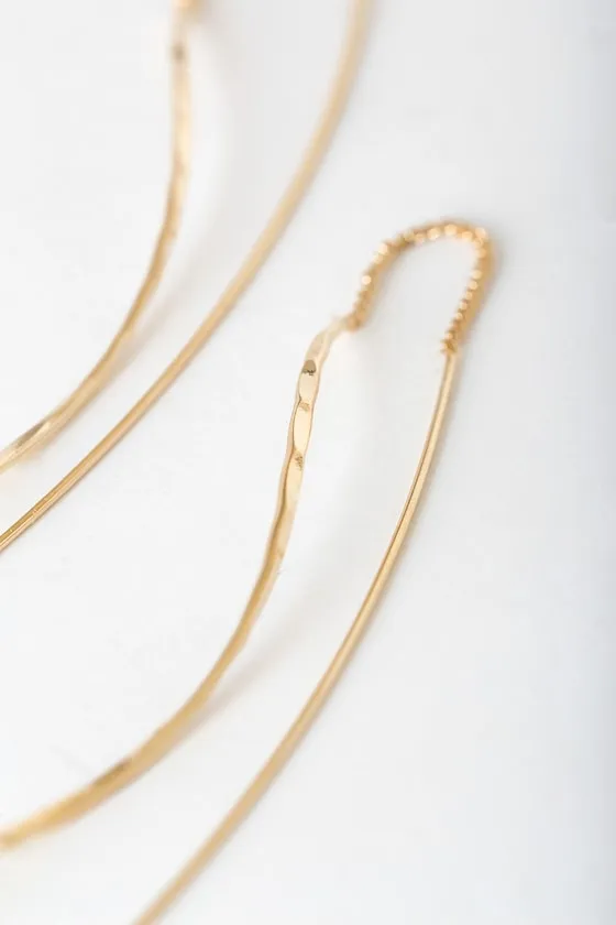 Thread Count Gold Threader Earrings sold by Lulus product image thumbnail 3