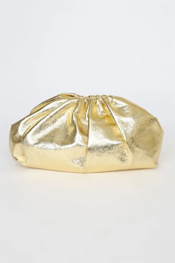 Get Your Trend On Metallic Gold Ruched Clutch sold by Lulus product image thumbnail 2