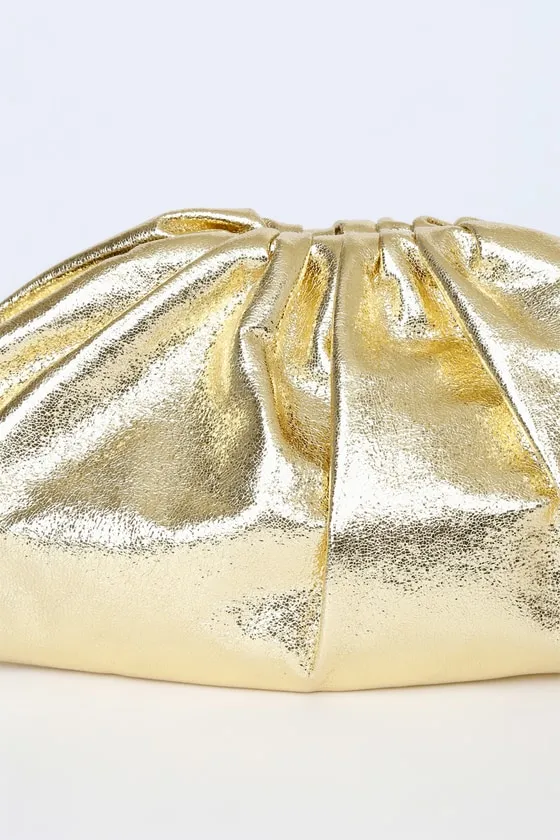 Get Your Trend On Metallic Gold Ruched Clutch sold by Lulus product image thumbnail 4