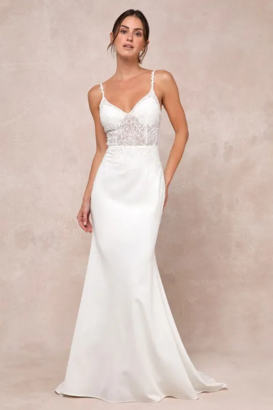 Infinite Adoration Ivory Beaded Embroidered Lace Maxi Dress sold by Lulus
