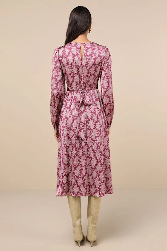 Graceful Impression Purple and Pink Floral Print Midi Dress sold by Lulus product image thumbnail 2