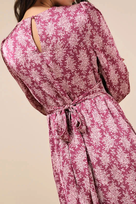 Graceful Impression Purple and Pink Floral Print Midi Dress sold by Lulus product image thumbnail 3
