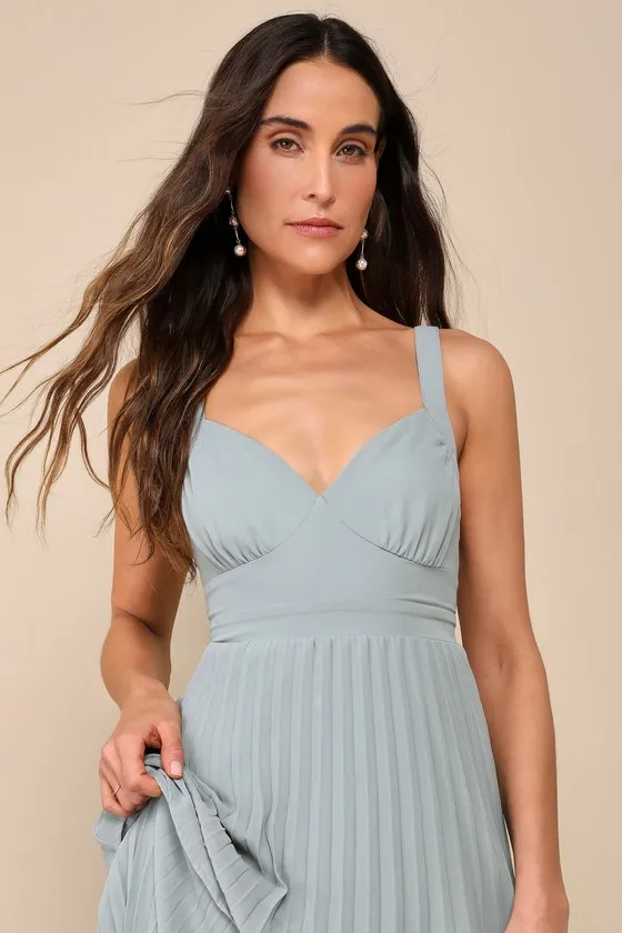 Luxe Perfection Sage Green Pleated Tiered Backless Maxi Dress sold by Lulus product image thumbnail 4