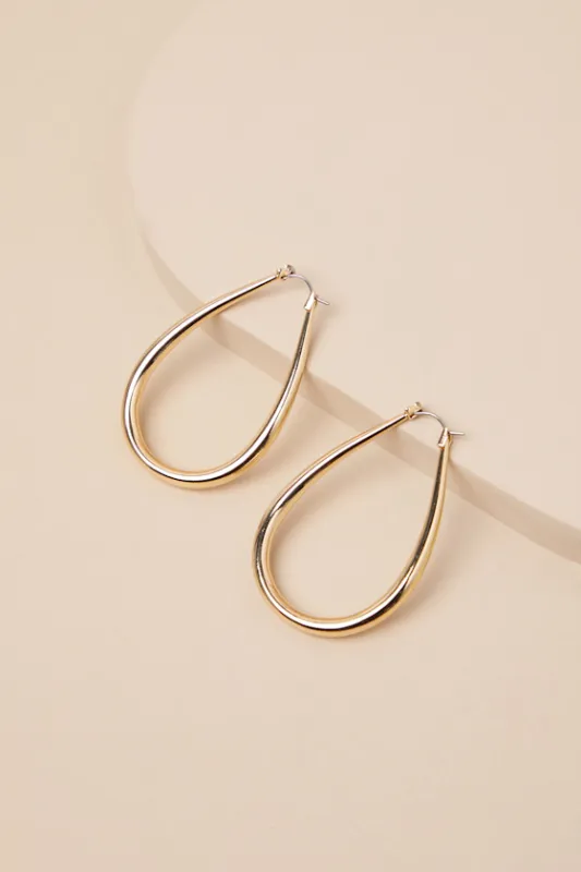 Adelphie Gold Oval Hoop Earrings sold by Lulus