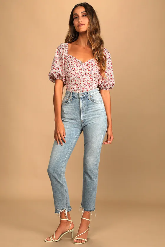 Beautiful Hues Ivory Floral Print Puff Sleeve Ruched Bodysuit sold by Lulus product image thumbnail 2