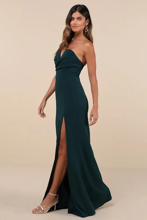 Effortless Radiance Emerald Green Strapless Mermaid Maxi Dress sold by Lulus product image thumbnail 2