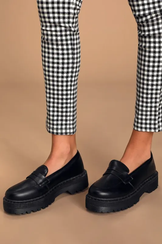Maysie Black Flatform Loafers sold by Lulus