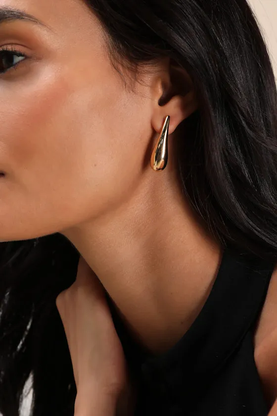 Quaint Presence Gold Teardrop Earrings sold by Lulus