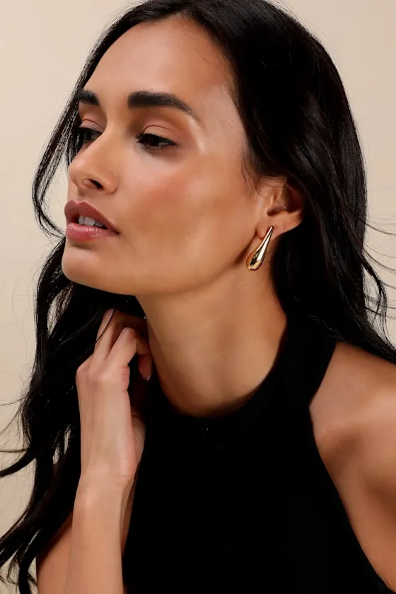 Quaint Presence Gold Teardrop Earrings sold by Lulus product image thumbnail 3