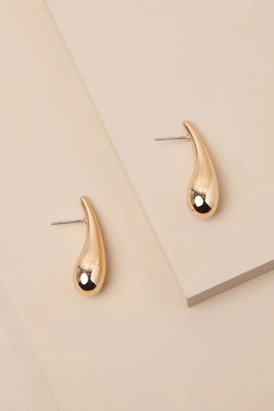 Quaint Presence Gold Teardrop Earrings sold by Lulus product image thumbnail 4
