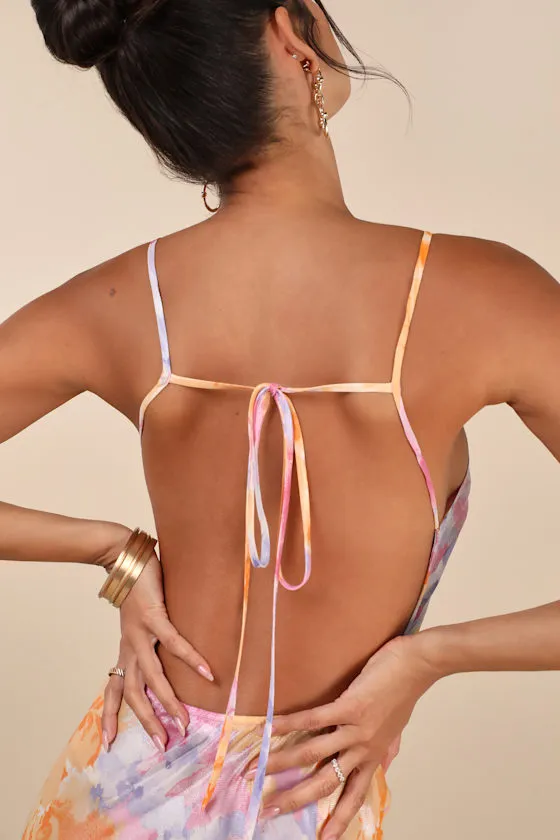 Distinctly Flirtatious Multi Floral Sheer Backless Maxi Dress sold by Lulus product image thumbnail 4