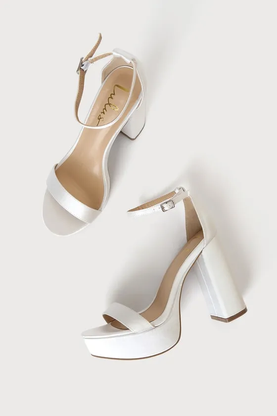 Arrabella Ivory Satin Platform Ankle Strap Heels sold by Lulus product image thumbnail 4