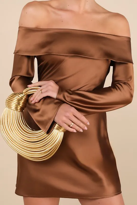 Deeply Luxe Gold Metallic Knotted Cord Crescent Handbag sold by Lulus