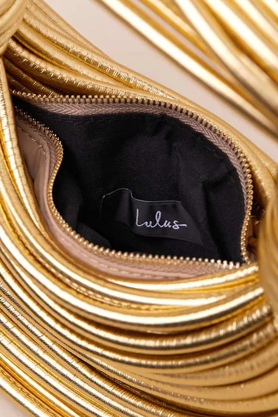 Deeply Luxe Gold Metallic Knotted Cord Crescent Handbag sold by Lulus product image thumbnail 4