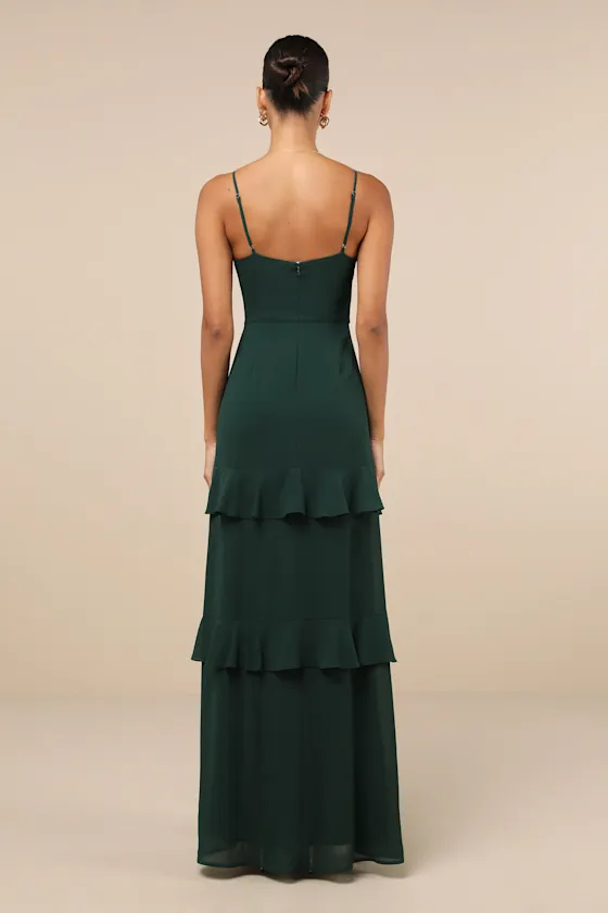 Blessed with Beauty Forest Green Ruffled Sleeveless Maxi Dress sold by Lulus product image thumbnail 2