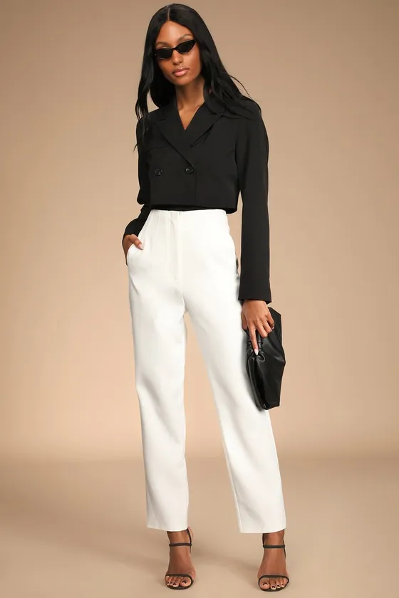 Build Your Dreams Ivory Straight Leg Trouser Pants sold by Lulus