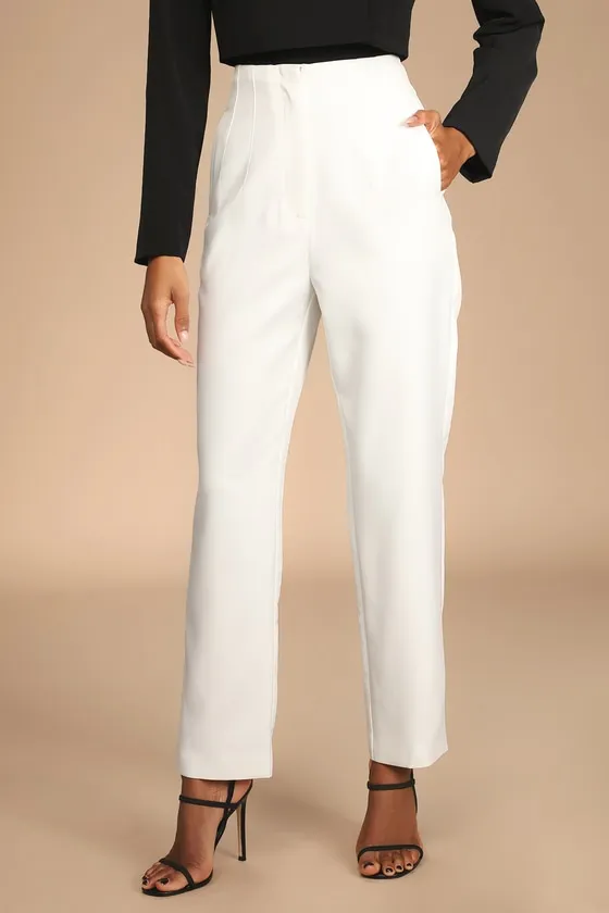 Build Your Dreams Ivory Straight Leg Trouser Pants sold by Lulus product image thumbnail 2