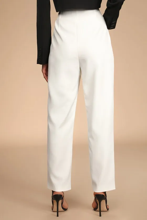 Build Your Dreams Ivory Straight Leg Trouser Pants sold by Lulus product image thumbnail 4