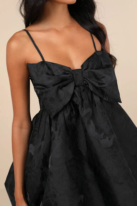 Coquettish Charm Black Bubble-Hem Bow Mini Dress With Pockets sold by Lulus product image thumbnail 4