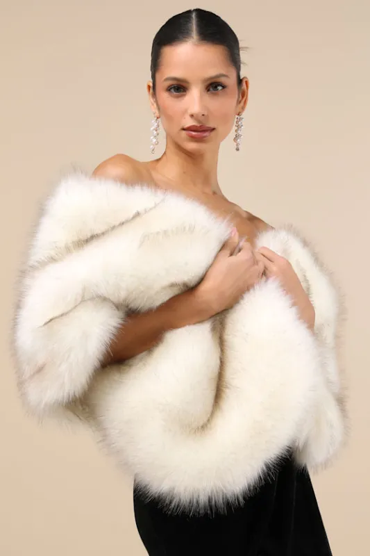 Exquisite Promise White Faux Fur Stole sold by Lulus